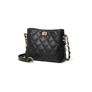 Luxurious Black Quilted Crossbody Bag with Gold Hardware
